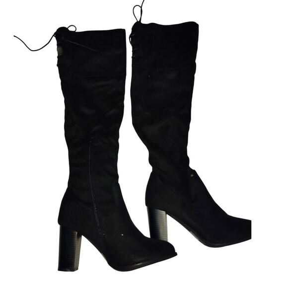 Charlotte Russe Womens NEW w/Tags & Box Black Suede Over the Knee Boots - sz. 9 - Picture 1 of 5